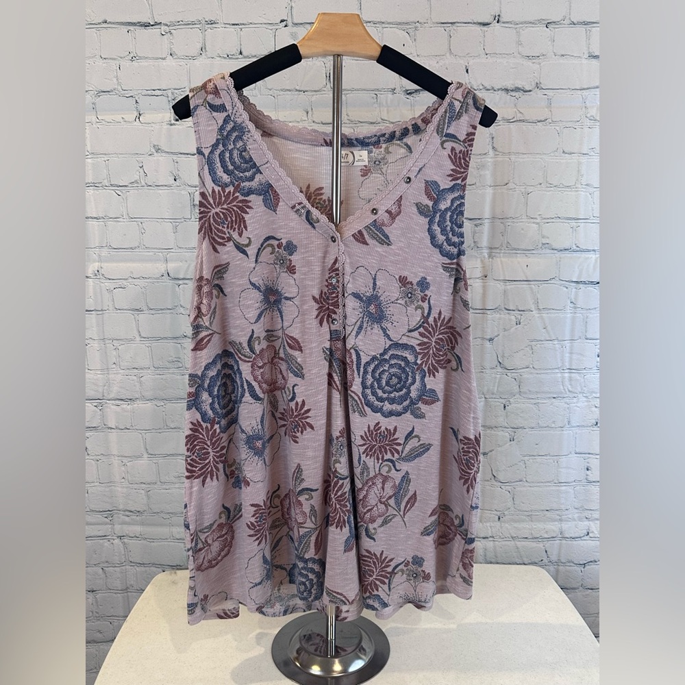 Maurices Floral Tank Top - Lilac & Blue